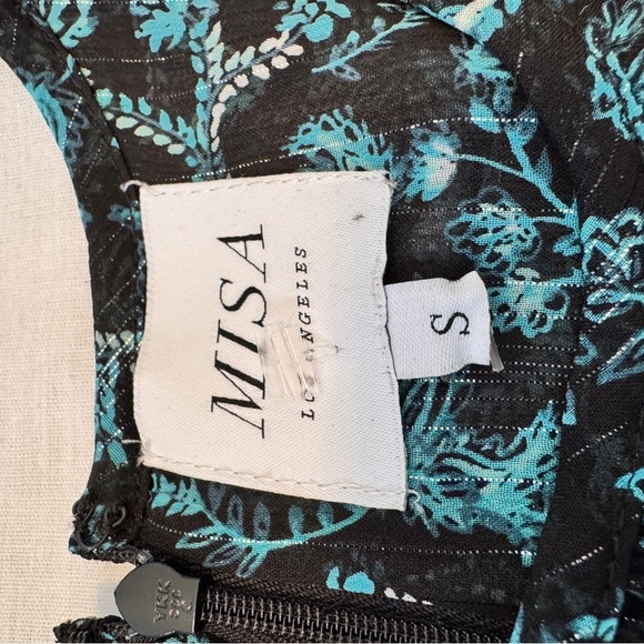 Misa Los Angeles Small Talia Dress ~ Floral Metallic Satin Evening Cocktail - Picture 9 of 10